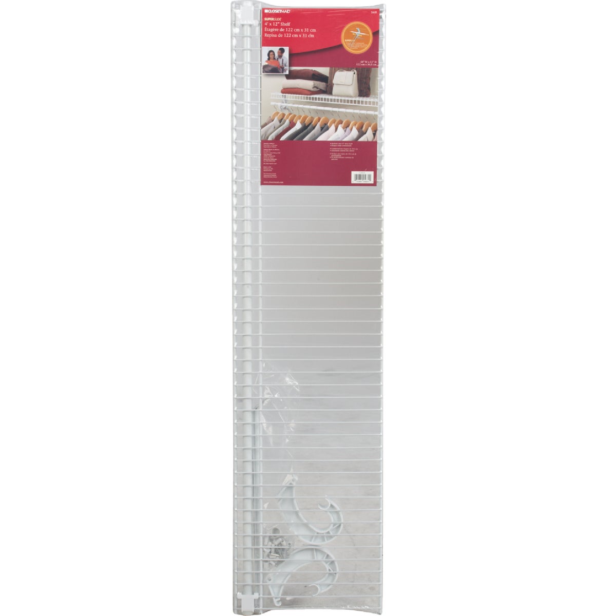 ClosetMaid SuperSlide 4 Ft. W. X 12 In. D. Ventilated Shelf Kit With ...