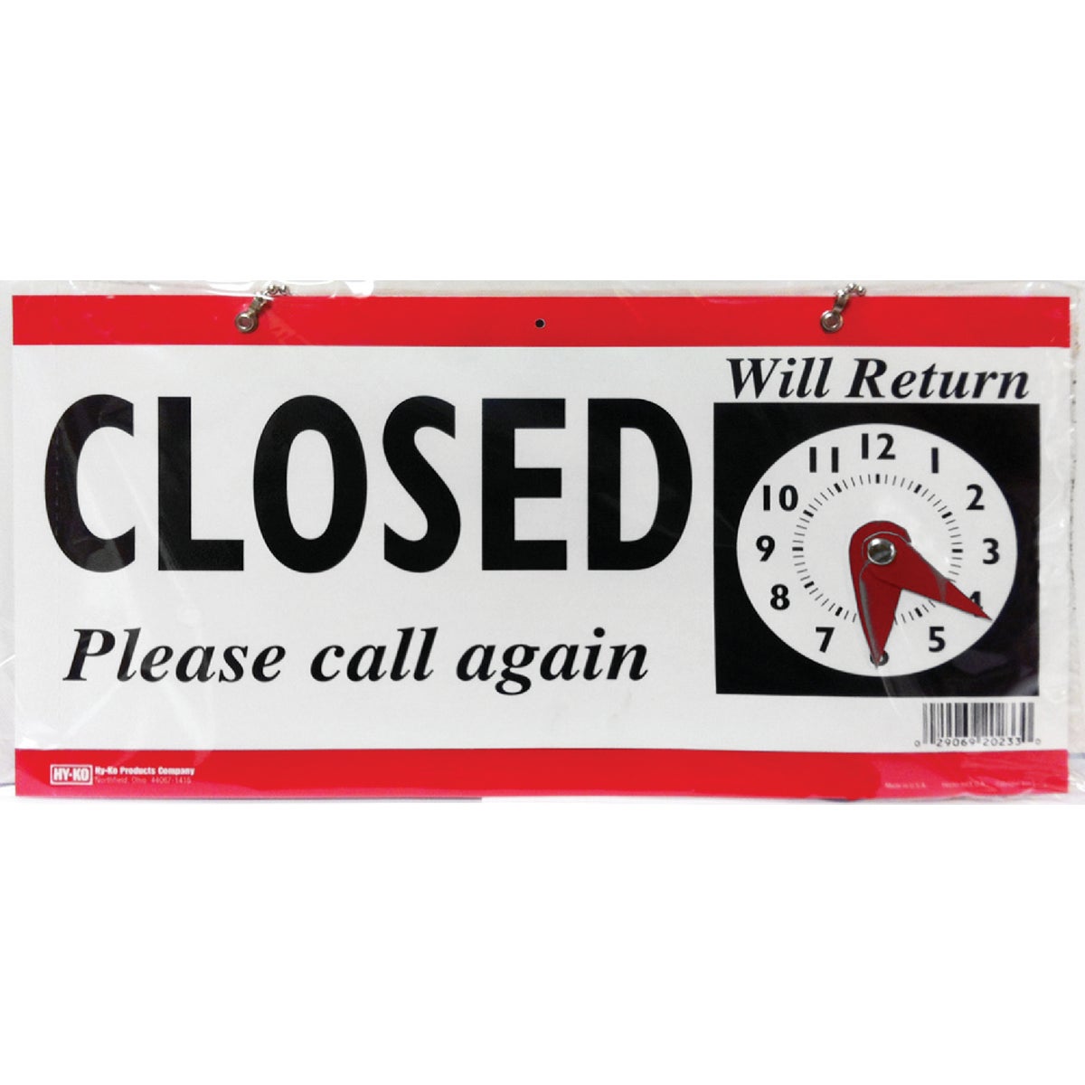 Angeles Millwork and Hartnagel - Hy-Ko Plastic Sign, Open/Closed Clock ...