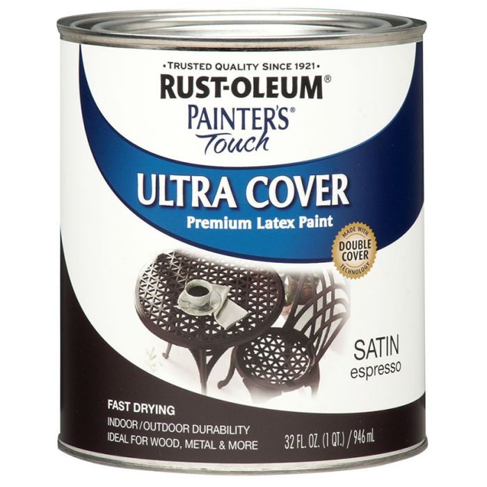 1 Qt Rust-Oleum 242018 Espresso Painter's Touch 2X Ultra Cover Premium Latex Paint, Satin