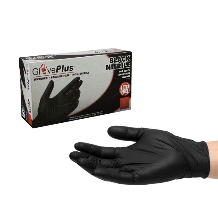 Medium Ammex GPNB44100 Black Gloveworks Nitrile Industrial Latex Free Disposable Gloves, 5-Mil, 100-Pack