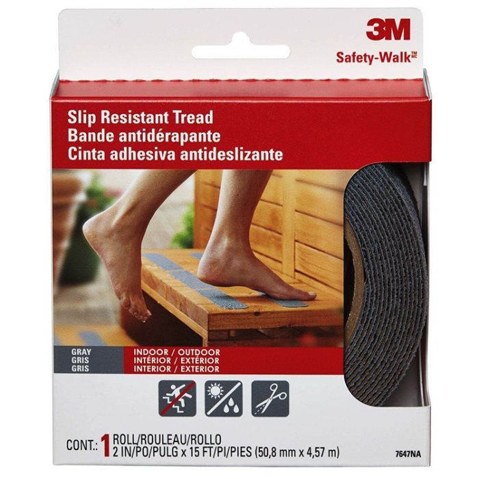 2" x 15' 3M 7647 Gray Safety-Walk Anti-Slip Home and Recreation Tread