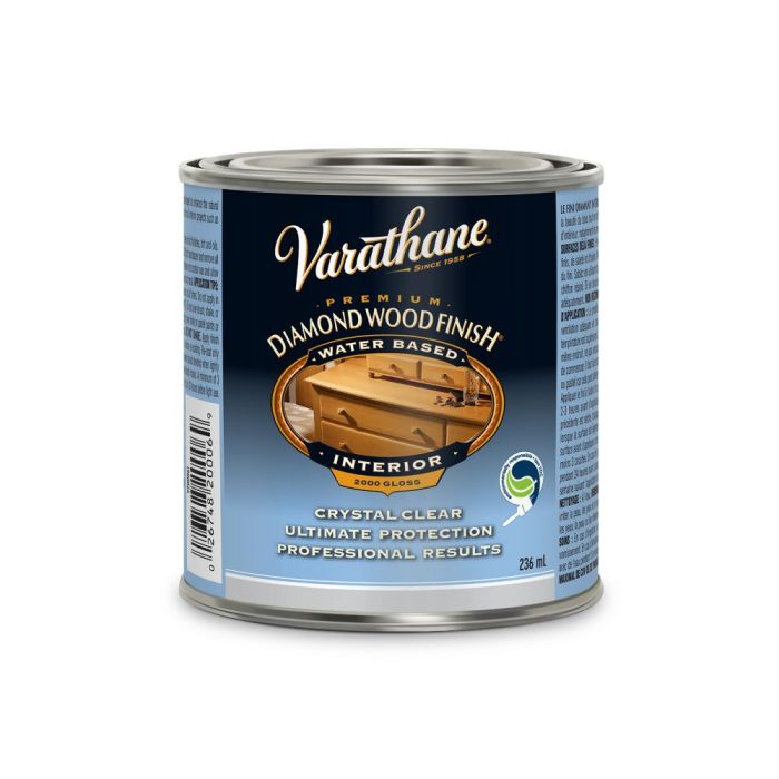 1/2 Pt Rust-Oleum 200061H Crystal Clear Varathane Water-Based Interior Polyurethane, Gloss