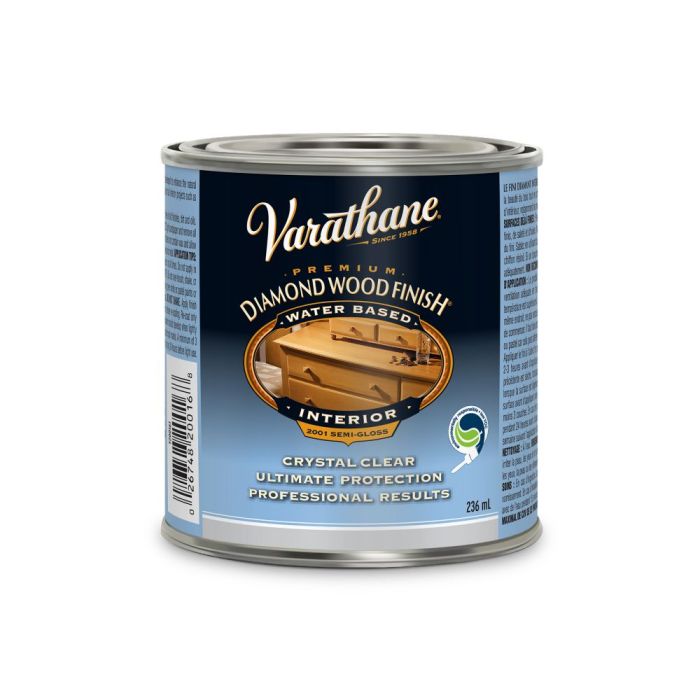 1/2 Pt Rust-Oleum 200161H Crystal Clear Varathane Water-Based Interior Polyurethane, Semi-Gloss