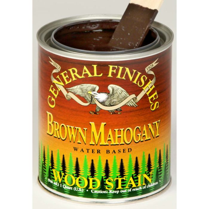 1 Qt General Finishes WYQT Brown Mahogany Wood Stain Water-Based Penetrating Stain