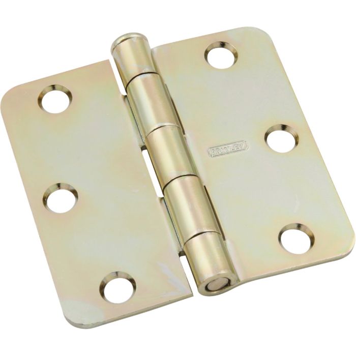 National 3 In. x 1/4 In. Radius Satin Brass Door Hinge