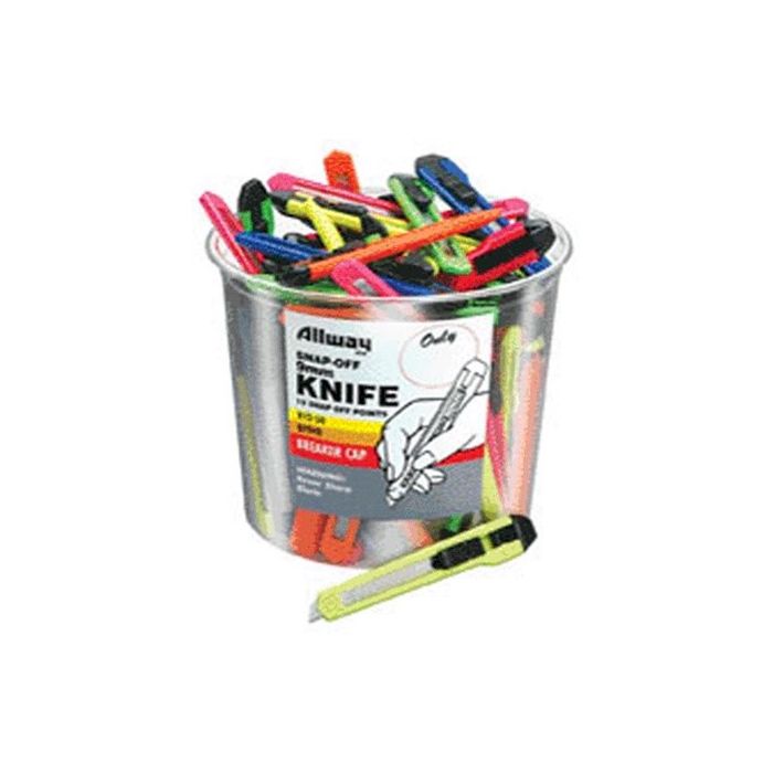 9mm Allway K13-50 Neon K-Series 13-Point Snap-Off Knife, 50-Pack Bucket