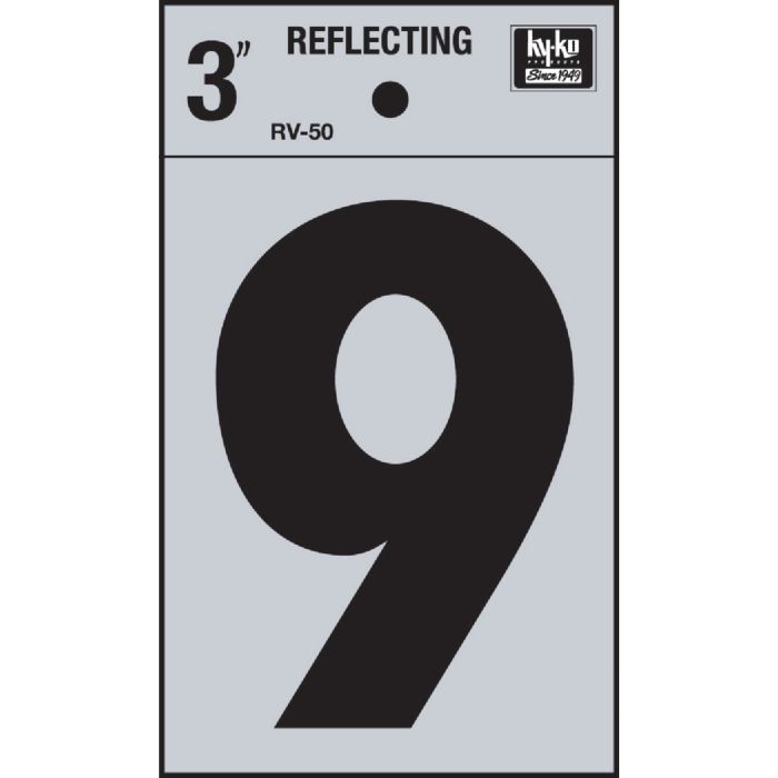 Hy-Ko Vinyl 3 In. Reflective Adhesive Number Nine