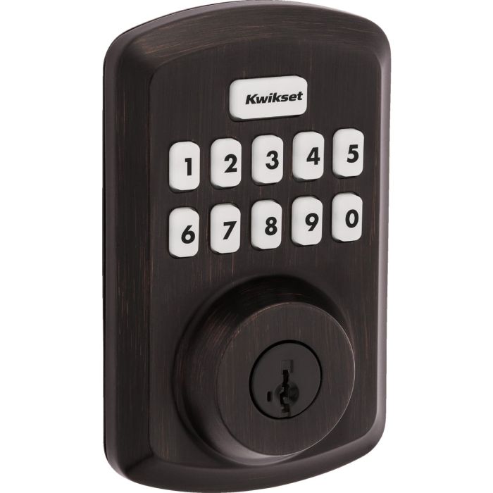 Kwikset Powerbolt 250 10-Button Keypad Electronic Deadbolt Door Lock, Venetian Bronze