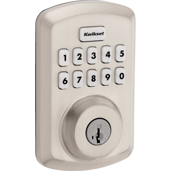 Kwikset Powerbolt 250 10-Button Keypad Electronic Deadbolt Door Lock, Satin Nickel