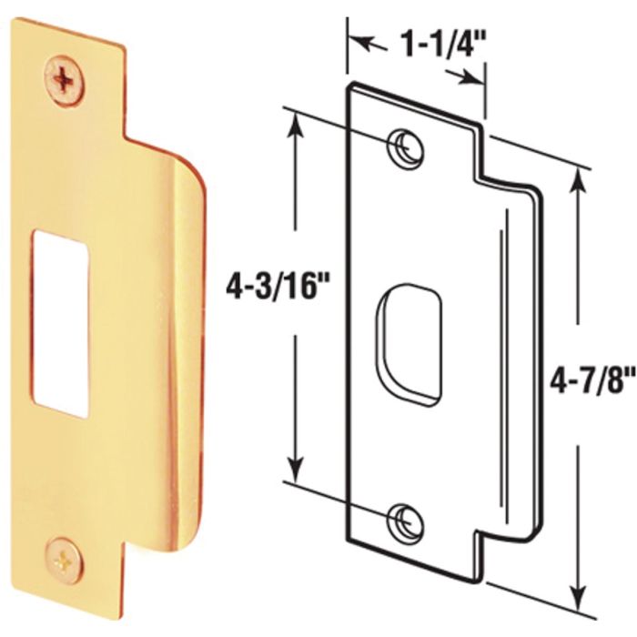 Defender Security Polished Brass 1-1/4 In. Lip Strike Plate