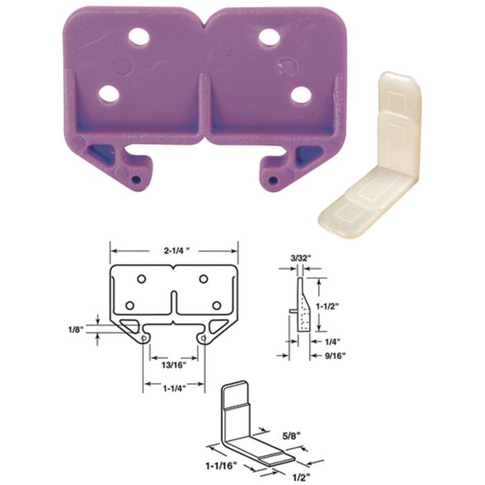 Prime-Line Polyethylene Purple Track Guide for 1/8 In. x 1-1/4 In. Track (2-Count)