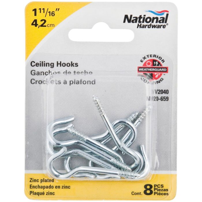 1-1/2" Screw Ceiling Hook Zinc