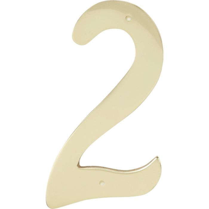 Hy-Ko 4 In. Polished Brass House Number Two