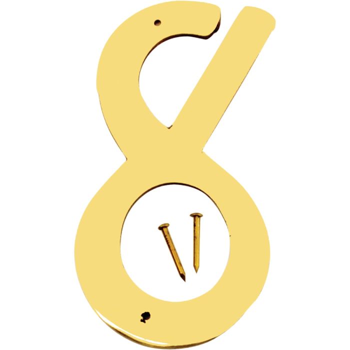 Hy-Ko 4 In. Polished Brass House Number Eight