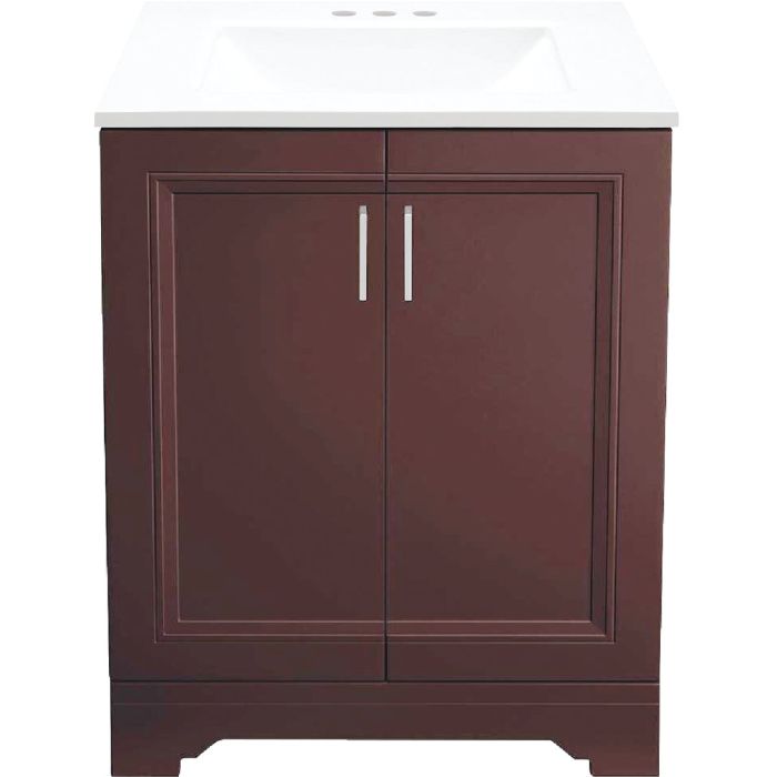 Continental Cabinets Waverly Espresso 24 In. W x 34 In. H Vanity with White Cultured Marble Top