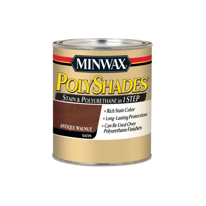 1 Qt Minwax 61340 Antique Walnut PolyShades Wood Stain And Polyurethane Satin