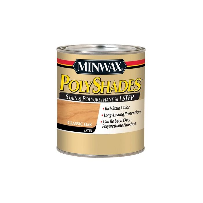 1 Qt Minwax 61370 Classic Oak PolyShades Wood Stain And Polyurethane Satin