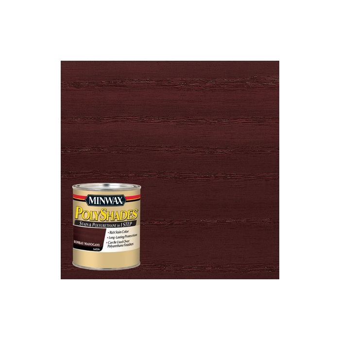 1 Qt Minwax 61380 Bombay Mahogany PolyShades Wood Stain And Polyurethane Satin