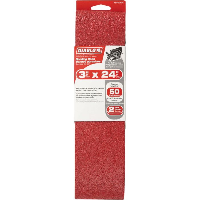 Diablo 3 In. x 24 In. 50 Grit General Purpose Sanding Belt (2-Pack)