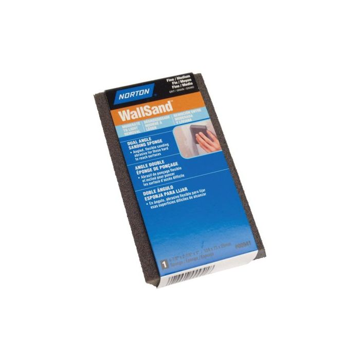 4-7/8" x 2-7/8" x 1" Norton 00941 WallSand Sanding Sponge, Fine/Medium, Dual Angle