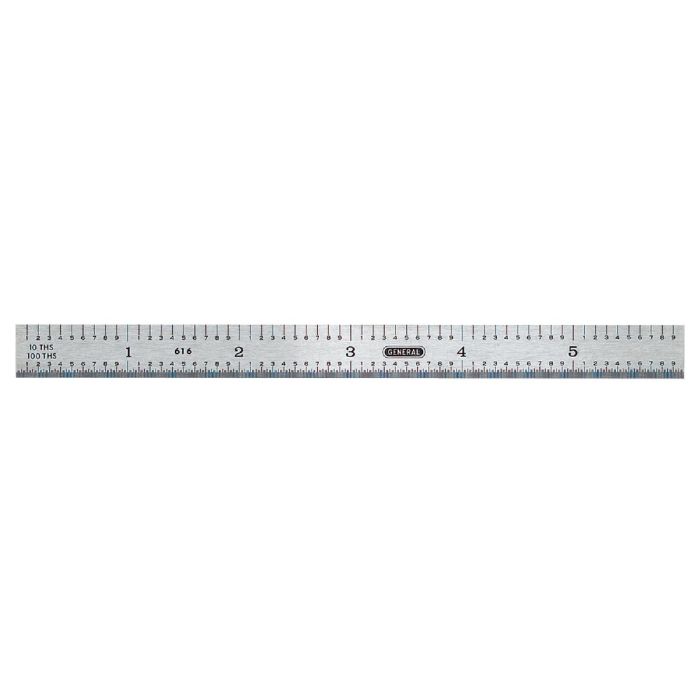 General Tools 6 In. Flexible Steel Industrial Precision Straight Edge Ruler