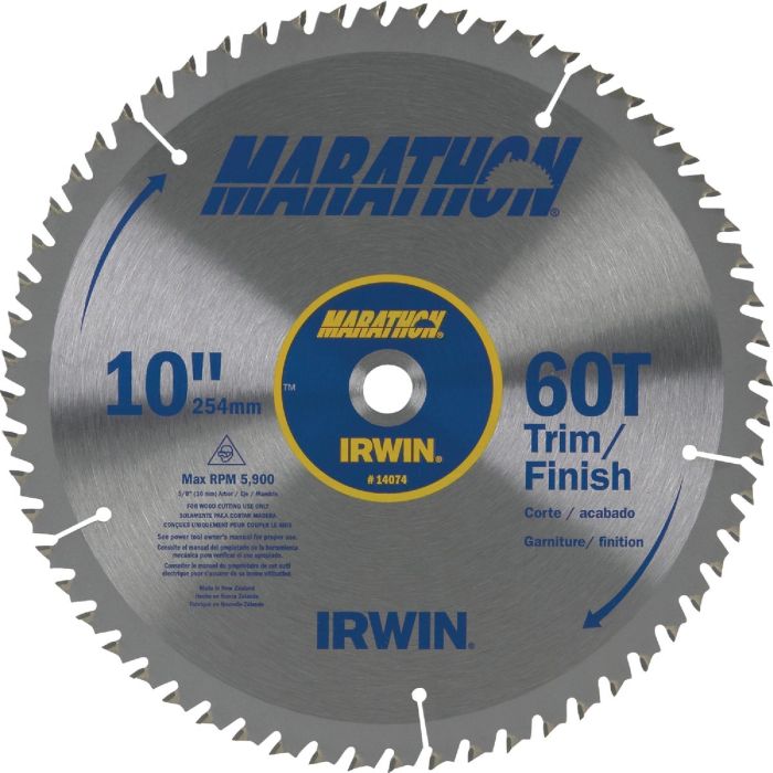 Irwin Marathon 10 In. 60-Tooth Trim/Finish Circular Saw Blade