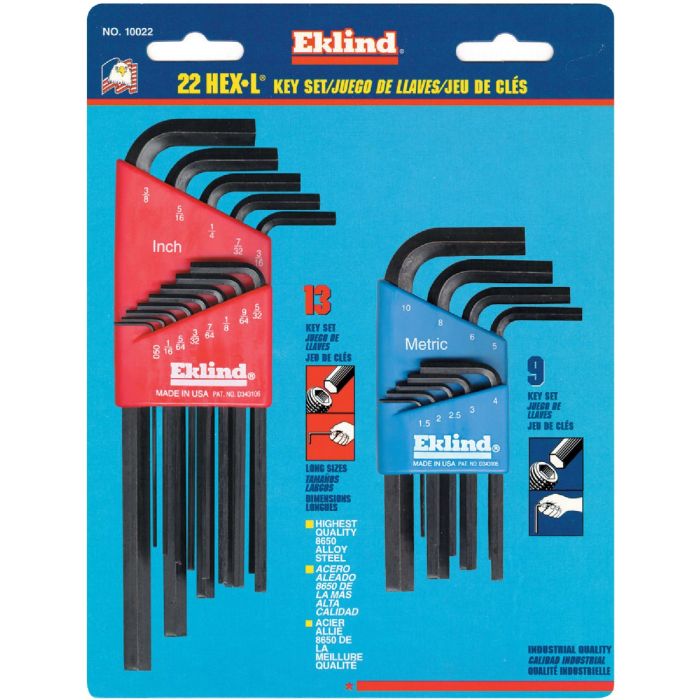 22pc Sae/Metric Hex Key