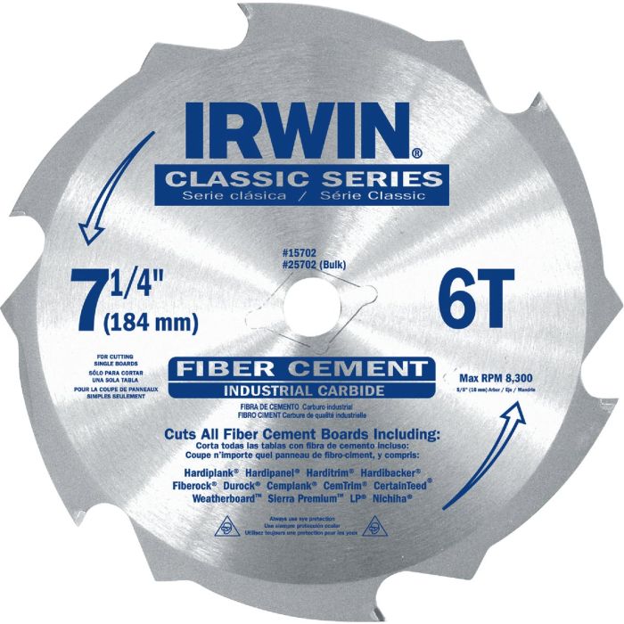 Irwin Classic Series 7-1/4 In. 6-Tooth Fiber Cement Circular Saw Blade