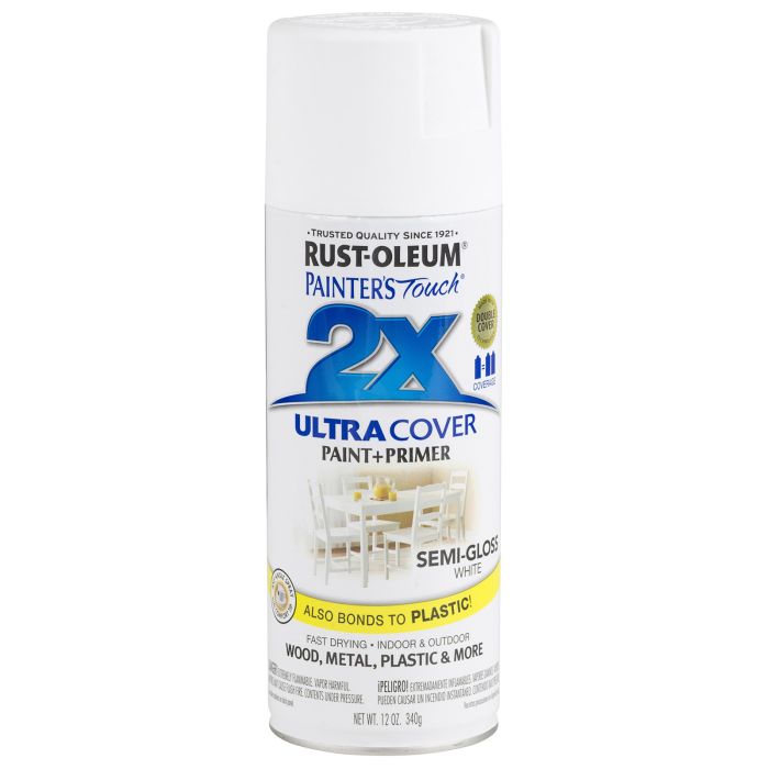 Rust-Oleum Painter's Touch 2X Ultra Cover 12 Oz. Semi-Gloss Paint + Primer Spray Paint, White