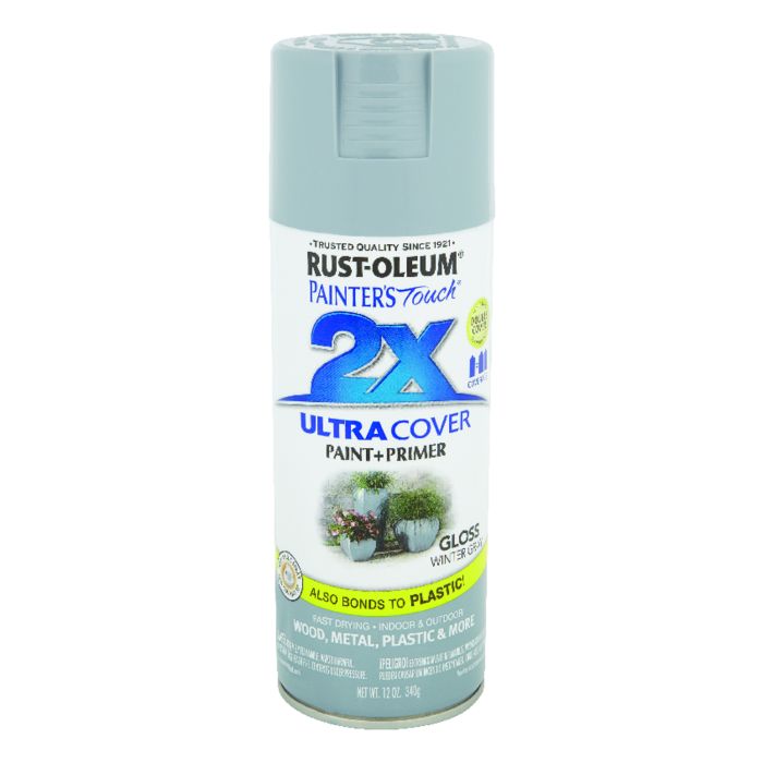 Rust-Oleum Painter's Touch 2X Ultra Cover 12 Oz. Gloss Paint + Primer Spray Paint, Winter Gray