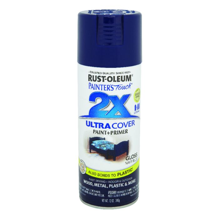 Rust-Oleum Painter's Touch 2X Ultra Cover 12 Oz. Gloss Paint + Primer Spray Paint, Navy Blue