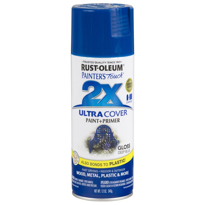 Rust-Oleum Painter's Touch 2X Ultra Cover 12 Oz. Gloss Paint + Primer Spray Paint, Deep Blue