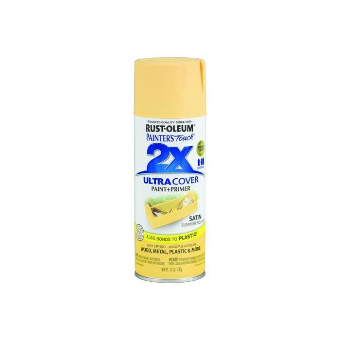 Rust-Oleum Painter's Touch 2X Ultra Cover 12 Oz. Satin Paint + Primer Spray Paint, Summer Squash