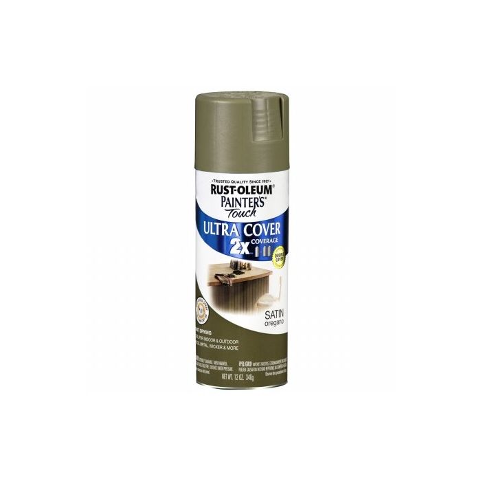 Rust-Oleum Painter's Touch 2X Ultra Cover 12 Oz. Satin Paint + Primer Spray Paint, Oregano