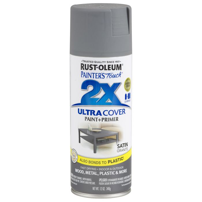 Rust-Oleum Painter's Touch 2X Ultra Cover 12 Oz. Satin Paint + Primer Spray Paint, Granite