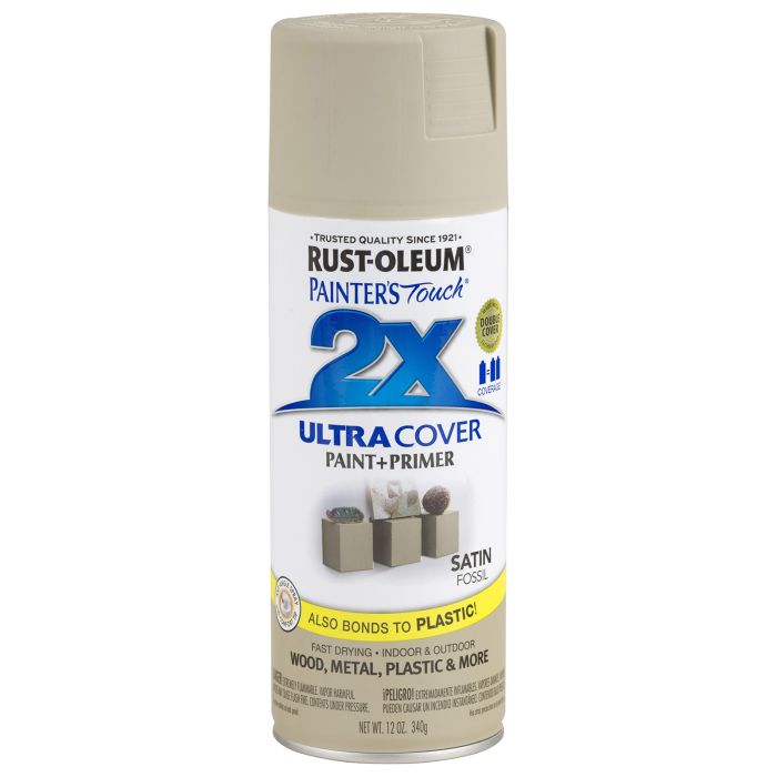 Rust-Oleum Painter's Touch 2X Ultra Cover 12 Oz. Satin Paint + Primer Spray Paint, Fossil