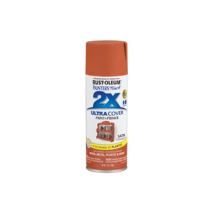 Rust-Oleum Painter's Touch 2X Ultra Cover 12 Oz. Satin Paint + Primer Spray Paint, Cinnamon