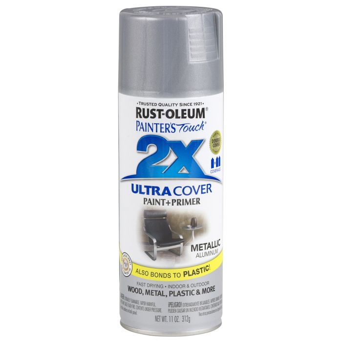 Rust-Oleum Painter's Touch 2X Ultra Cover 12 Oz. Satin Paint + Primer Spray Paint, Aluminum