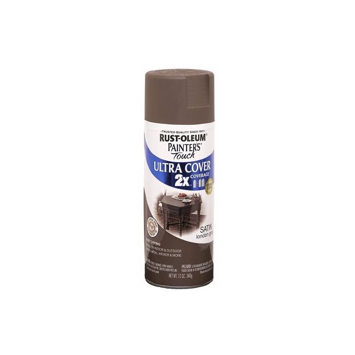 Rust-Oleum Painter's Touch 2X Ultra Cover 12 Oz. Satin Paint + Primer Spray Paint, London Gray