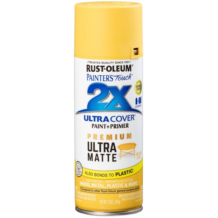 12 Oz Rust-Oleum 331186 Golden Leaf Painter's Touch 2X Ultra Cover Paint + Primer Spray Paint, Matte