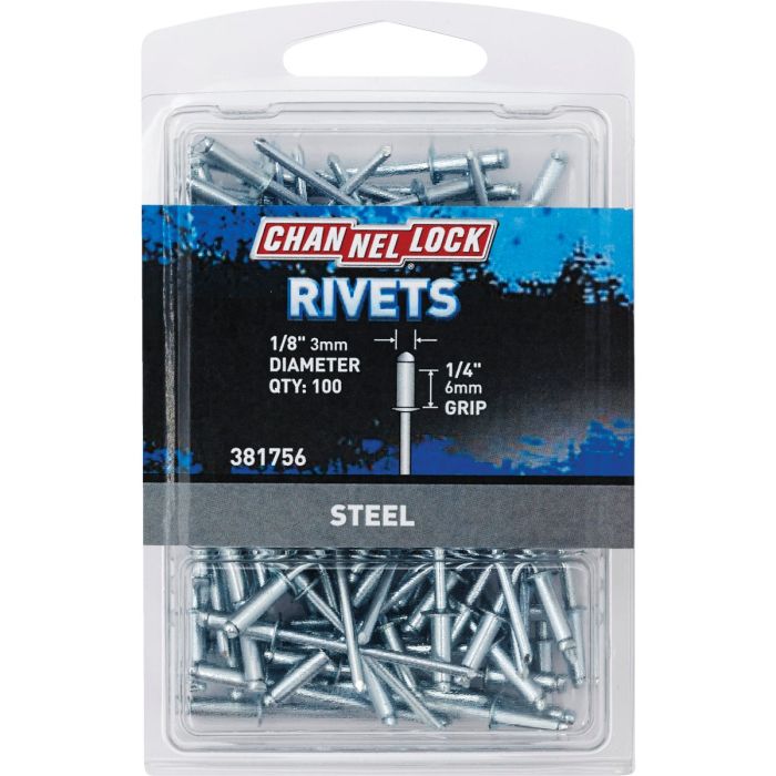 Channellock 1/8 In. Dia. x 1/4 In. Grip Steel POP Rivet (100-Pack)