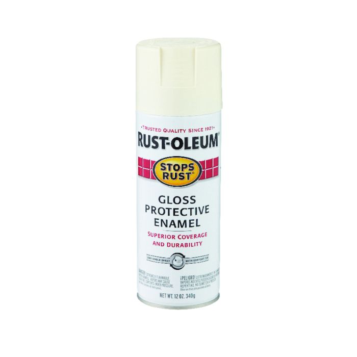 12 Oz Rust-Oleum 7789830 Canvas White Stops Rust Protective Enamel Spray Paint, Gloss