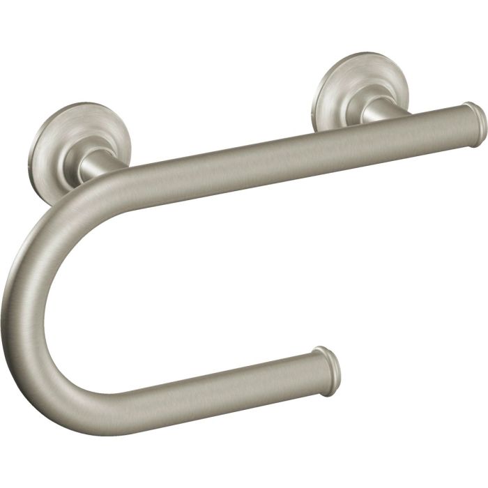 Moen 8 In. Grab Bar with Toilet Paper Holder, Brushed Nickel