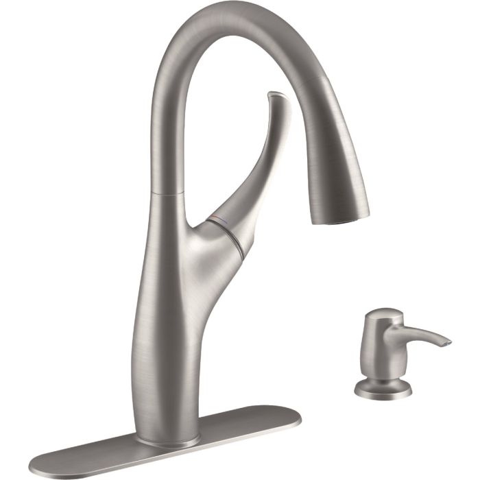 Kohler Mazz 1-Handle Lever Pull-Down Kitchen Faucet, Stainless