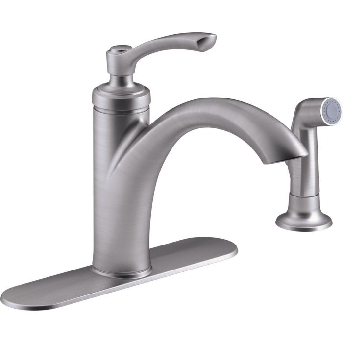 Kohler Linwood Single Handle Lever Kitchen Faucet with Side Spray, Stainless