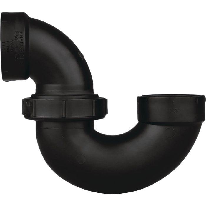 Charlotte Pipe 1-1/2 In. Black ABS P-Trap with Union