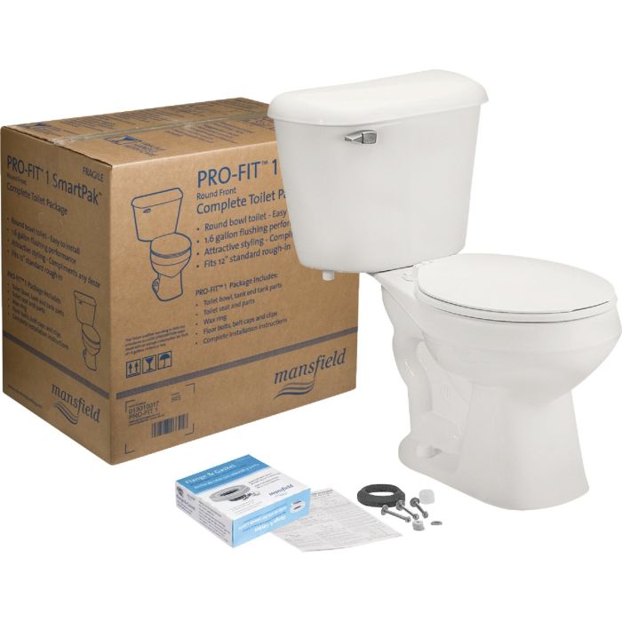 Mansfield Pro-Fit 1 White Round Bowl 1.28 GPF Toilet Kit