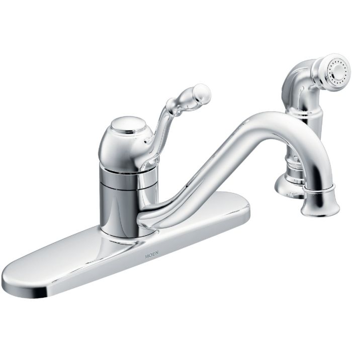 Moen Lindley Single Handle Lever Kitchen Faucet with Side Spray, Chrome