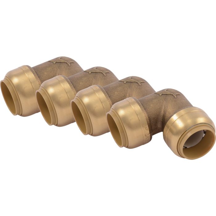 SharkBite 3/4 In. x 3/4 In. 90 Deg. Push-to-Connect Brass Elbow (1/4 Bend)  (4-Pack)