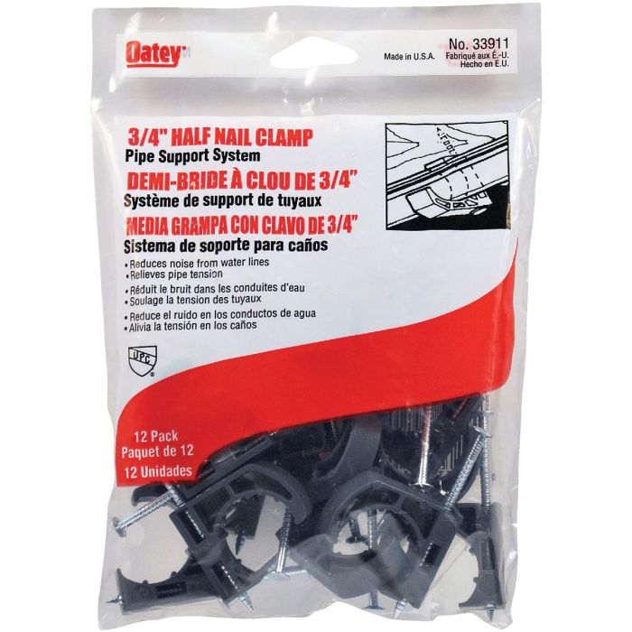 Oatey Insulator 3/4 In. Plastic Nail-On Pipe Half Clamp, (12-Pack)